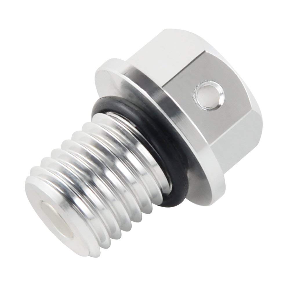 H2Racing Silver M12 Magnetic Oil Drain Plug Bolt compatible with Honda CBR Yamaha Kawasaki Z750/750S 2004-2010 Z900RS 2018 Z750 900RS 250 650 1000 800 Ninja 400,YZ400F/426F/465/490/250,Stree/Dirt Bike