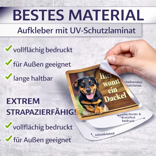 INDIGOS UG - Hundeschild - Aufkleber - Hund - mit Wunschtext und Foto - Spruch - Design Deko Geschenkidee individuell personalisiert - Sticker selbst gestalten