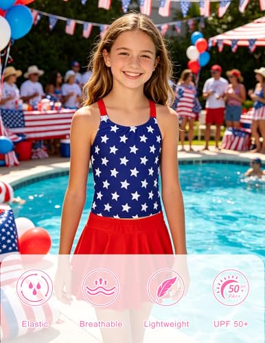 Image of ALISISTER Girls Tankini Swimsuit Two Piece Bathing Suits Summer Beach Swimwear with Shorts for 7-12 Years