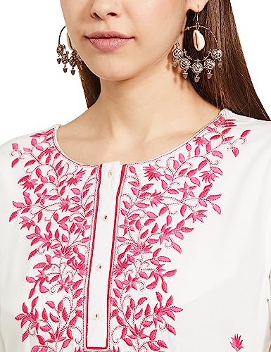 Image of Amazon Brand - Myx Women Embroidered Straight Fit Kurta (Available in Plus Sizes)