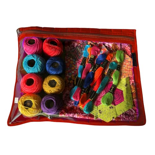 Image of Yazzii Travel Pouch - Portable and Multifuctional for Sewing Accessories, Crafting, Beading, & More - Red