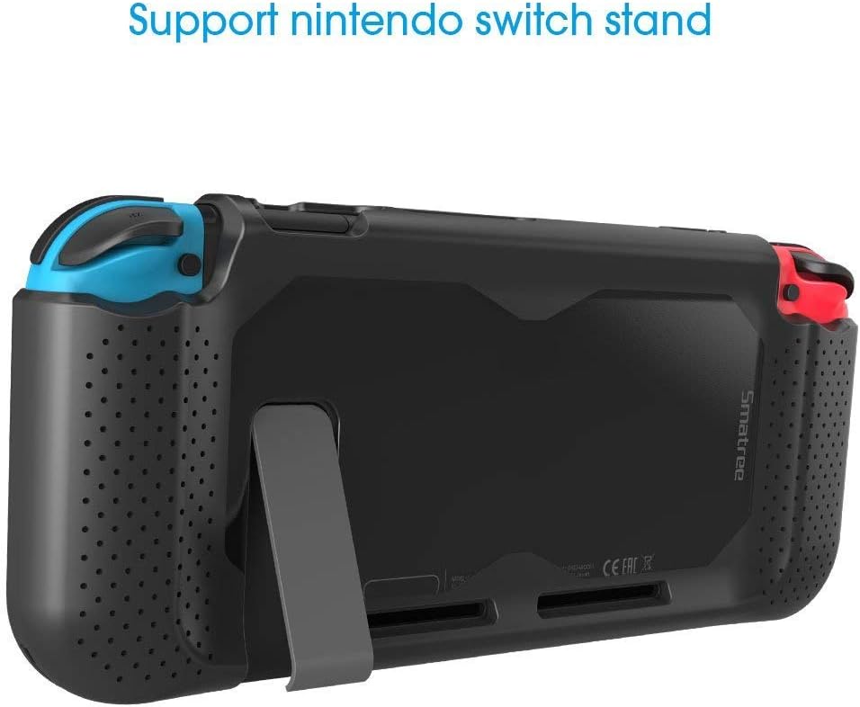 Smatree Case Compatible for Nintendo Switch,TPU Grip Hard Protective Cover Case,Comfort Handheld Back Cover Compatible for Nintendo Switch Console with support stand(Black)