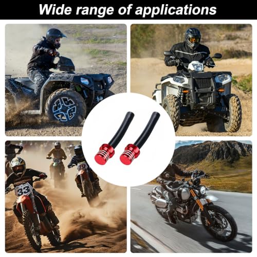 Image of 2pcs Motorcycle Breather Hose Gas Fuel Tank Cap Vent, Red | Motorcycle Gas Cap Vent Hose Tube,Aluminum Universal Breathing Tube Fits Off-Road Motorcycles ATVs /Pit Dirt Motorcycle Bike