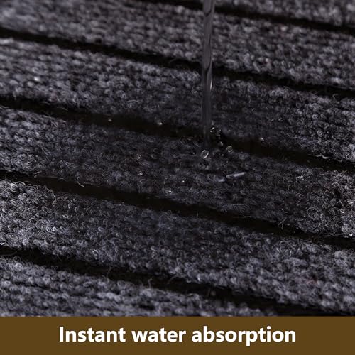 玄関マット 屋外 大判 100 x 170 cm 滑り止め泥落とし吸水店舗用玄関マット業務用おしゃれ耐久性家庭業務お店オフィス, グレー [5]