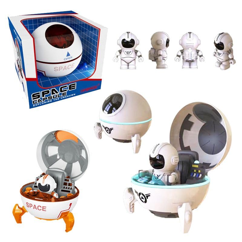 Space Capsule Shuttle Rover Station Cockpit with Astronaut, 9 Adventure Cards & 10 Tool Kits - 23 Piece Toy Set (Random Color)