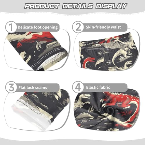 Red and White Dinosaur Animal Girls Leggings Kids Yoga Pants Dance Active Tights 4T3