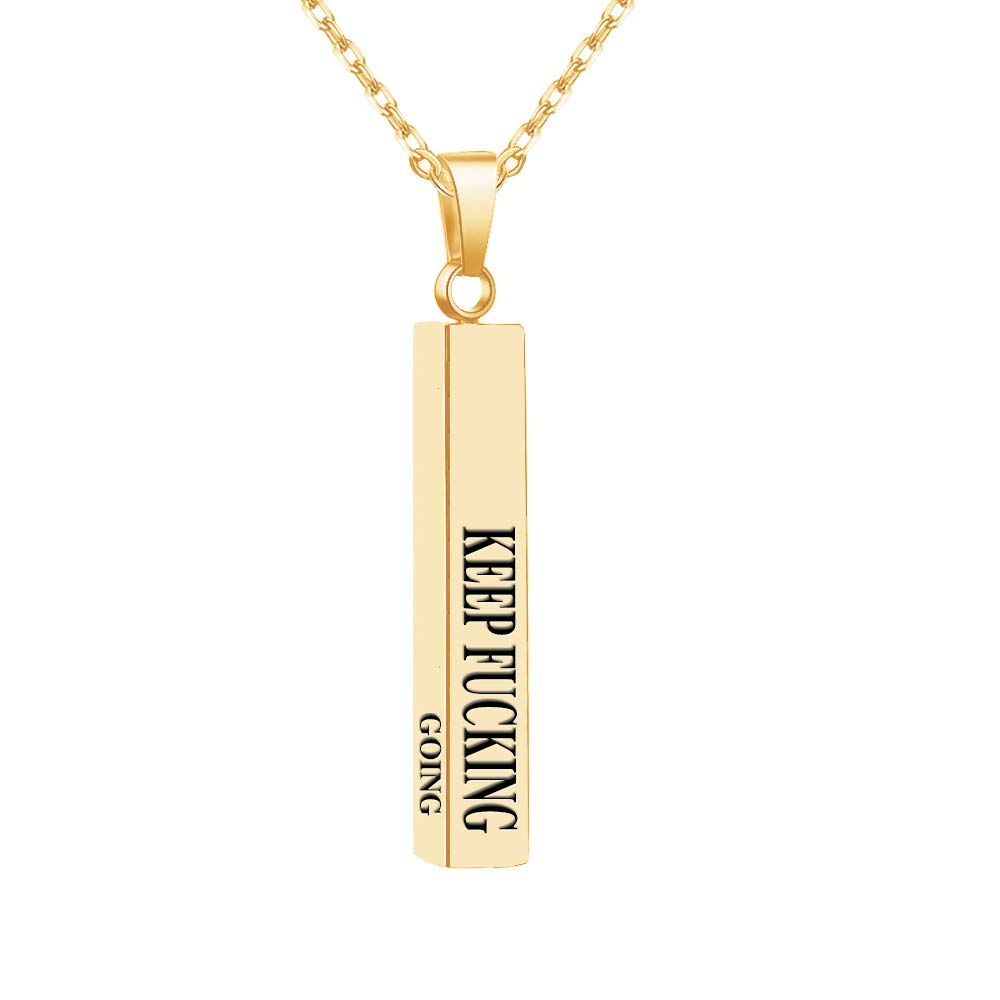 EVER2000 Personalized 3D Vertical Bar Necklace, Custom Necklace Engraved with Any Name Pendant Jewelry Gift
