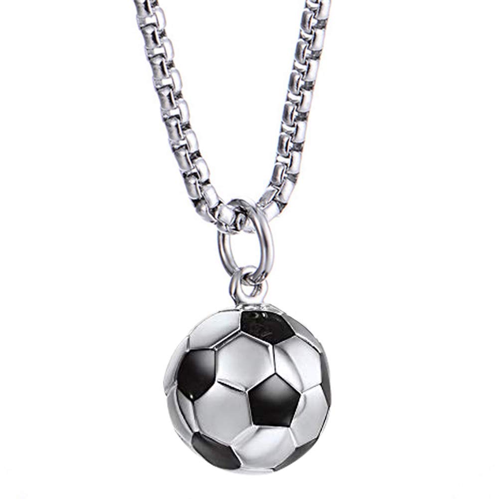 Silove Sport Jewelry Stainless Steel Soccer Necklace for Men and Women Football Charm Pendant with Chain (Silver) (B07YRFDZHP) Amazon Price History, Amazon Price Tracker