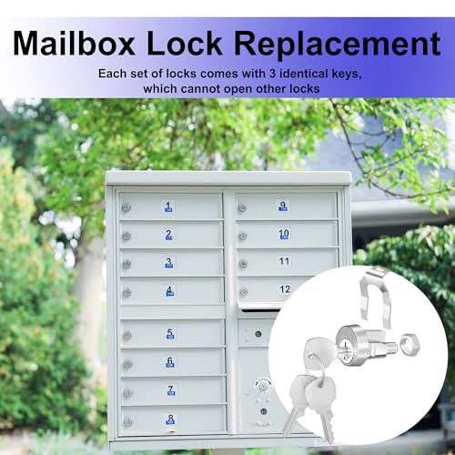 Image of 2 Pack Mailbox Lock with Key, Mailbox Lock Replacement for L-1172C Mailbox Key Lock, Nickel Finish
