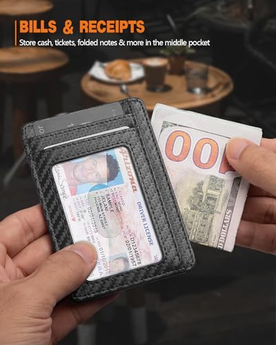 RUNBOX Slim ID Cases Minimalist Front Pocket RFID Blocking Leather Wallets for Men and Women Card Holder Wallets Gifts for men - Image 7