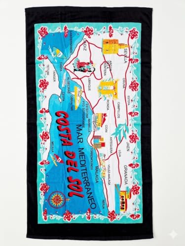Toalla de Playa Costa del Sol Super Oferta 85 x160 cmts Algodón 100% Y Terciopelo