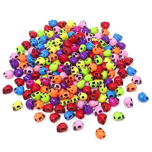 Honbay 200PCS Acrylic Skull Beads - Stylish Skeleton Head, Halloween Skull, Spacer Beads with Large Hole for Bracelets, Necklaces, Earrings, Jewelry Making DIY Craft (Colorful)