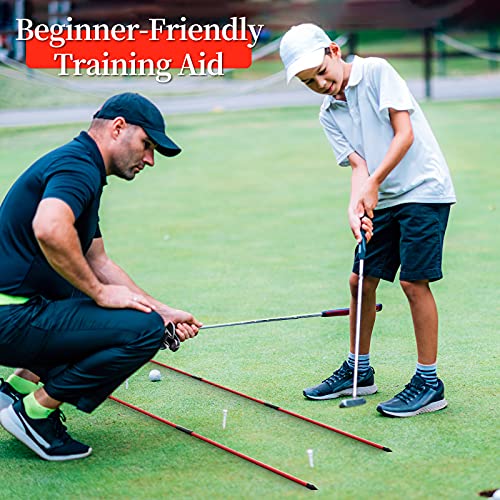 MoKo-Palos-de-Alineacion-Golf-3-Secciones-Varillas-Ayuda-Entrenamiento-Plegable-Fibra-Vidrio-Indicador-Direccion-Equipo-Practica-Swing-48-Pulgadas-con-2-Piezas-para-Principiantes-Golfista