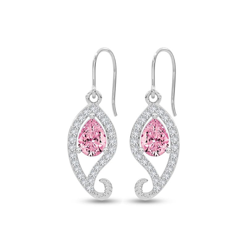 Image of CLARA 925 Sterling Silver Drop Earrings | Platinum Plated | Daily Wear |Gift for Women and Girls