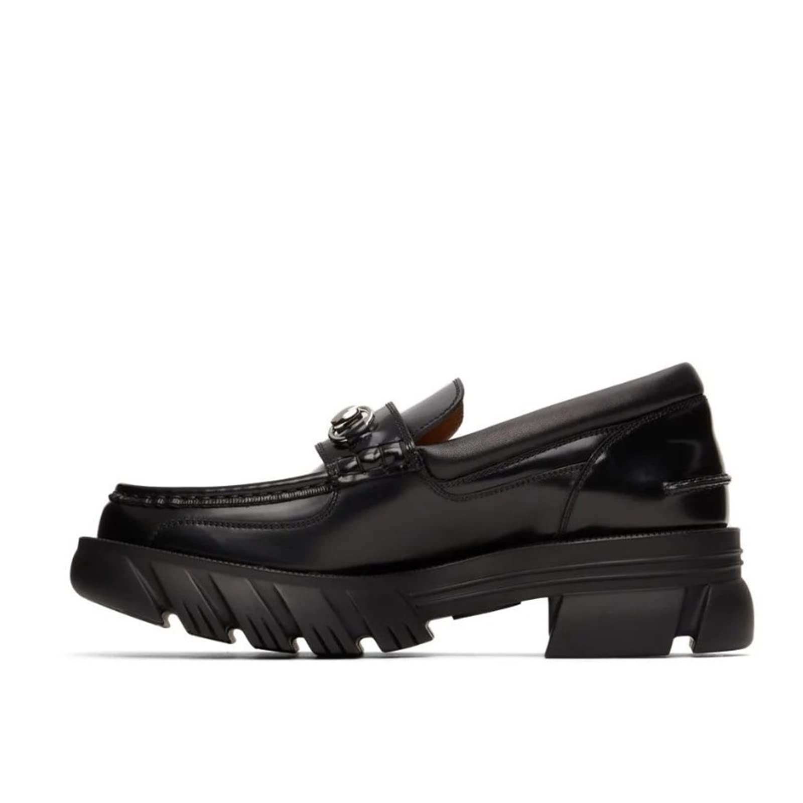 Zapatos de cuero para hombre, con hebilla de metal, plataforma gruesa de piel auténtica, zapatos formales de primavera, sin cordones, para oficina, trabajo, zapatos de vestir, mocasines