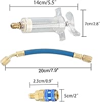 Vista 3 de Kit de inyector de aceite y tinte de CA con acoplador rápido, inyector manual de tinte de aceite, herramienta refrigerante con conector SAE de 1/4