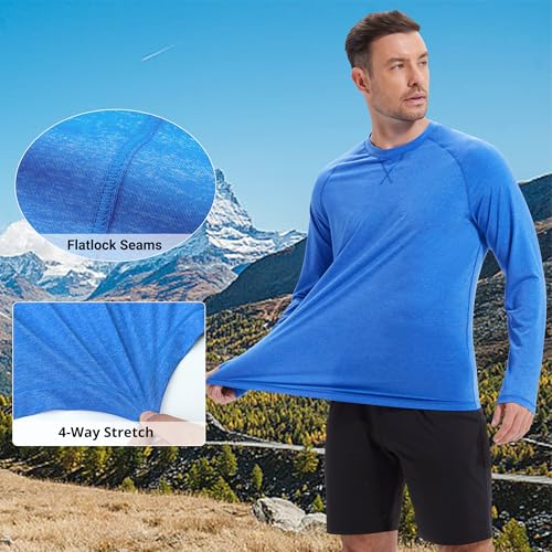 Image of Mens Swim Shirts UPF 50+ Sun Shirts Rash Guard Quick-Dry Fishing T-Shirts
