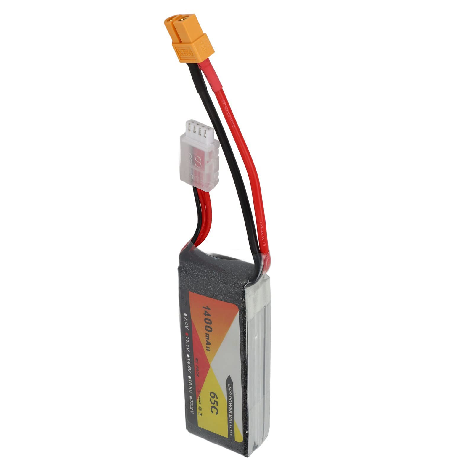Batería Lipo 3S 11.1V 1400mAh 65C Alta Descarga para RC Drone Quadcopter con Enchufe XT60, Energía Estable y Duradera, para Modelos de Hobby de Carreras