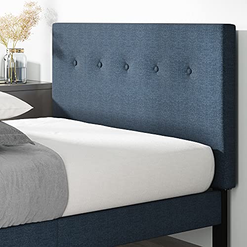 Image of Zinus Omkaram Upholstered Platform Bed Frame, Mattress Foundation, Wood Slat Support, No Box Spring Needed, Easy Assembly, Queen