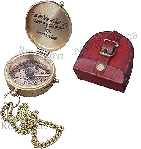 Brújula personalizada Royalmart grabada, estilo vintage de latón, para regalos de graduación, aniversario o Navidad miniatura 7