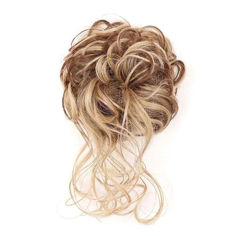Hair Bun Synthetic Bun Hair Piece Messy Curly Wavy Elastic Scrunchies Ponytail Hair Extensions Scrunchies(12H24)