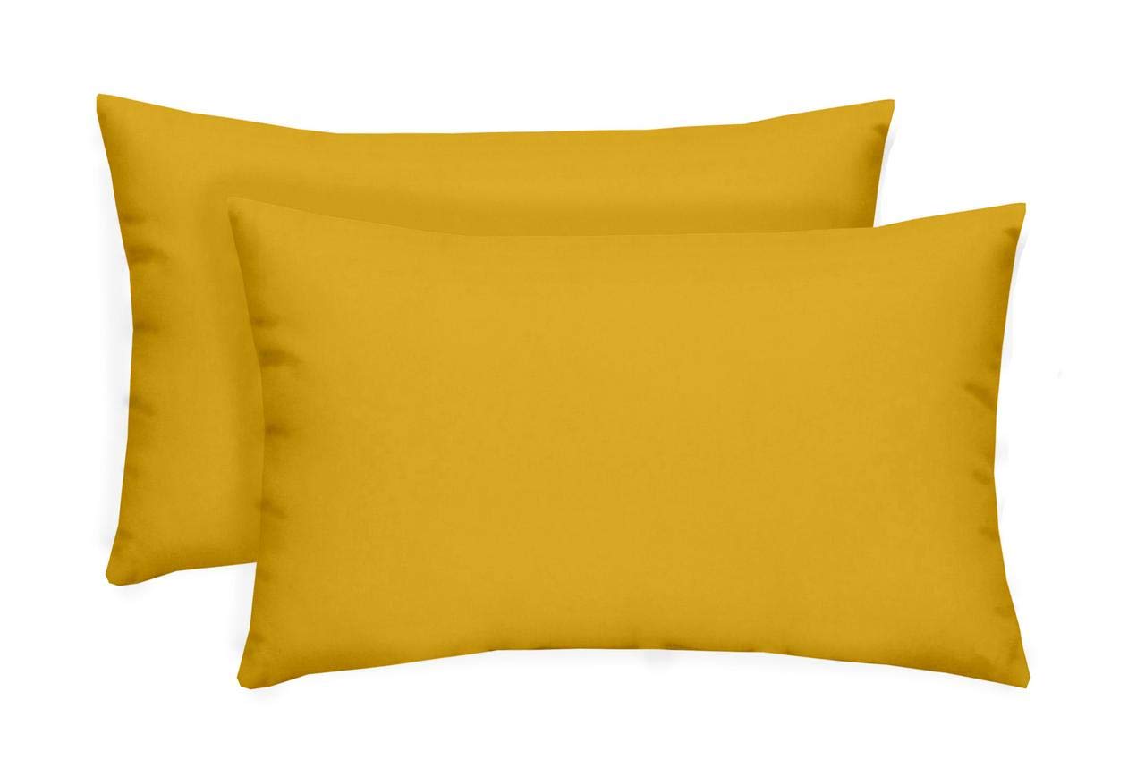 RSH Décor Set of 2 - Indoor/Outdoor Solid Yellow Decorative Rectangle Lumbar Throw/Toss Pillow - Choose Size and Choose Color
