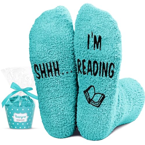 HAPPYPOP Book Lover Gifts for Women Men, Funny Reading Stocking Stuffers for Book Lovers Readers, Crazy Book Reading Socks for Teen Girls Boys