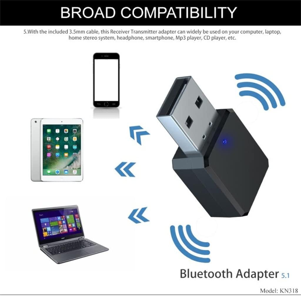 -Compatible 5.1 Adapter Transmitter Receiver Audio Dongle