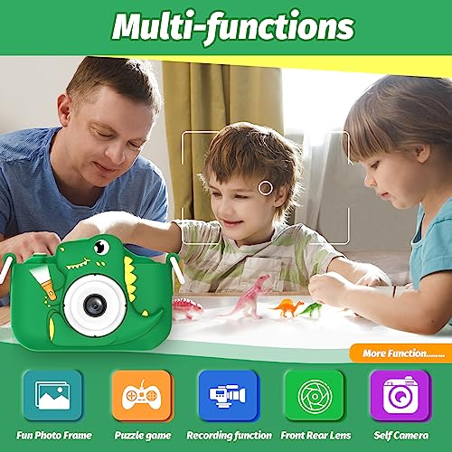 Dinosaur Camera for Kids 12MP 1080P 32GB SD Card