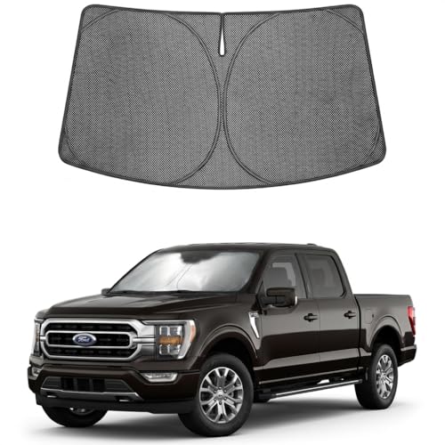 Image of Proadsy Windshield Sun Shade Custom Fit Ford F-150 2021-2026 Ice Crystal Black Front Window Sunshade UV and Heat Blocker Foldable Visor Keeps Car Cooler for Summer Parking and Daily Use