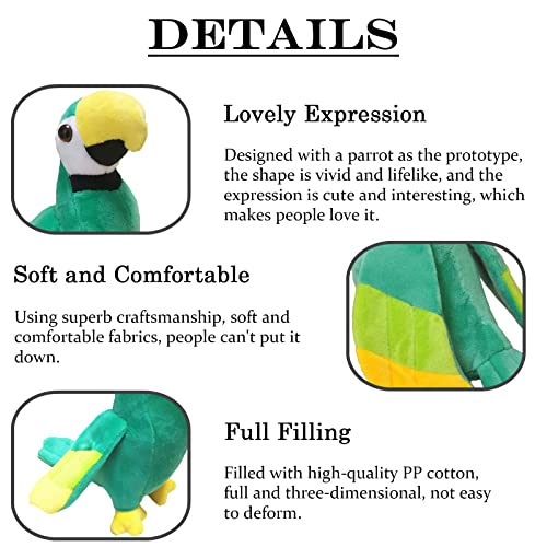 Zhidiloveyou Parrot Stuffed Animal Plush Bird Stuffed Toy For Girls Boys (10.6 Inch, Green) #TOP2