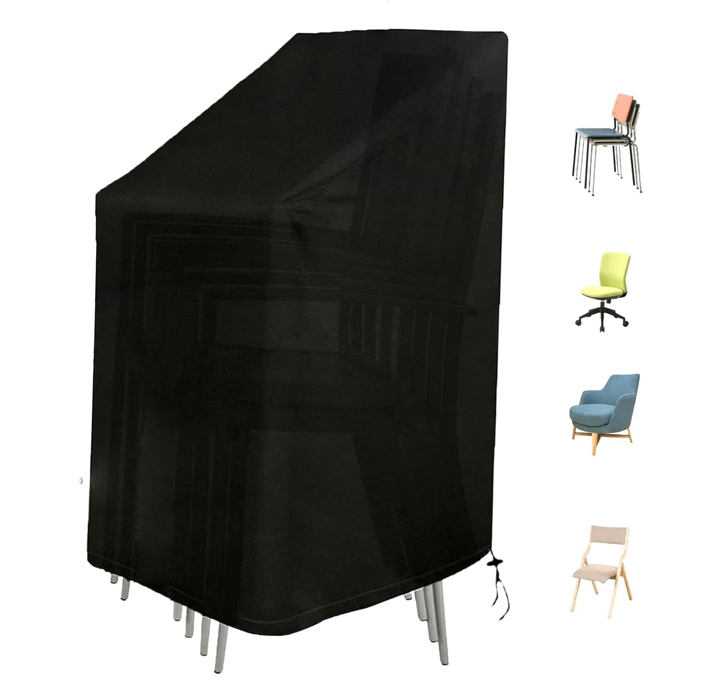 Rouzin Cover Garden Chairs Waterproof - 420D Oxford Protective Cover Stacking Chairs 75 x 75 x 120 cm Garden Chair Cover Winterproof Windproof UV Resistant