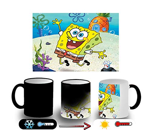 MERCHANDMANIA Taza Magica Bob Esponja Dibujo PIÑA MAR Magic mug