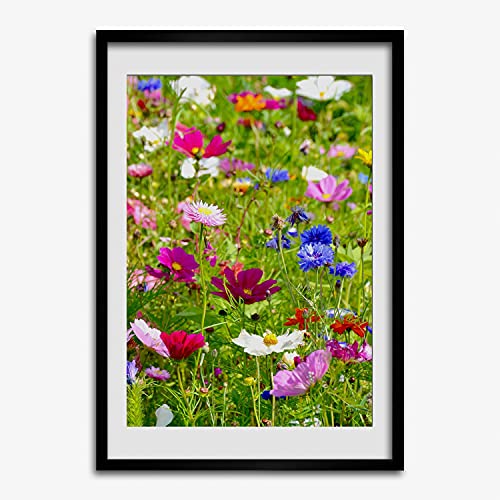 Cadre en bois moderne 50x70 fleurs sauvages pour mur vide terne