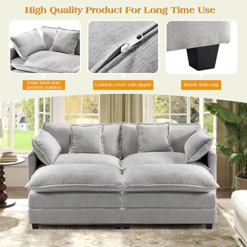 Image of Hanherry Modular Sectional Sofa,Cloud Couch for Living Room,Modern Deep Seat Sofa Chenille Fabric Comfy Couches with Throw Pillows & Movable Ottoman for Apartment