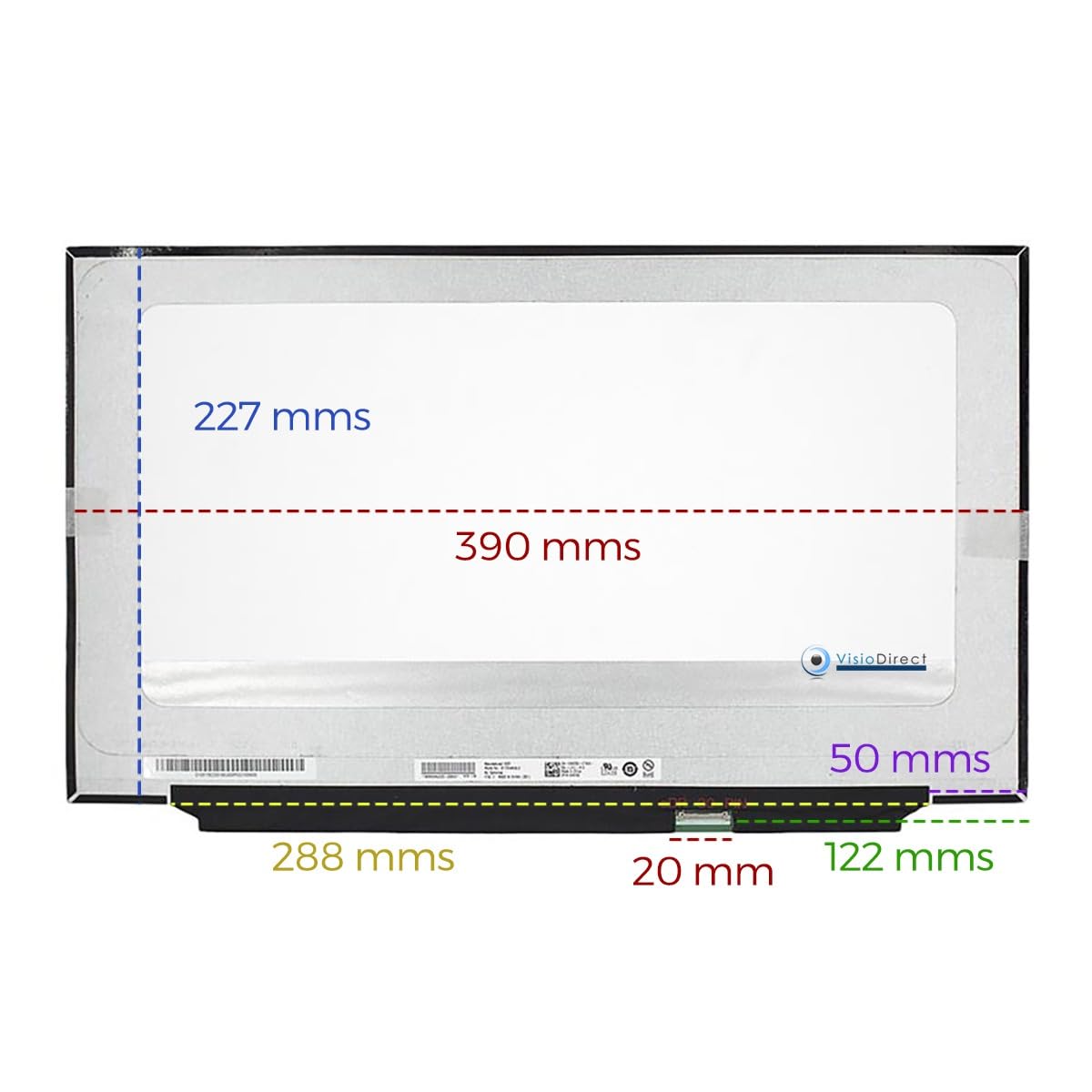 Visiodirect® Schermo Display 17.3" LED compatibile con NV173FHM-N4K 30 Pin 1920x1080 Full HD 390mm