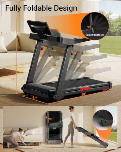 Image of CURSOR Treadmills for Home with 20% Auto /Manual Incline, 400 lb Capacity & 8.7MPH Compact Folding Treadmill 3.5HP Brushless, 42.5 inch *16.1 inch Running Area & Shock Absorption for Running /Walking