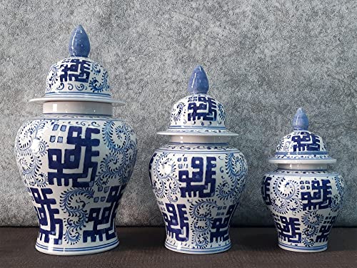 Elegant Handmade Ceramic Ginger Jar Set – Chinoiserie Decor in 3 Sizes (21, 26, 31 cm) for Timeless Home Styling - Image 7