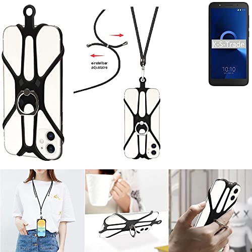 Per Alcatel 1C Dual SIM: Pratico: la soluzione 3in1 di K-S-Trade può essere utilizzata come porta dita a catena per cellulari o supporto da tavolo per smartphone compatibile con Alcatel 1C Dual SIM essere sfruttato