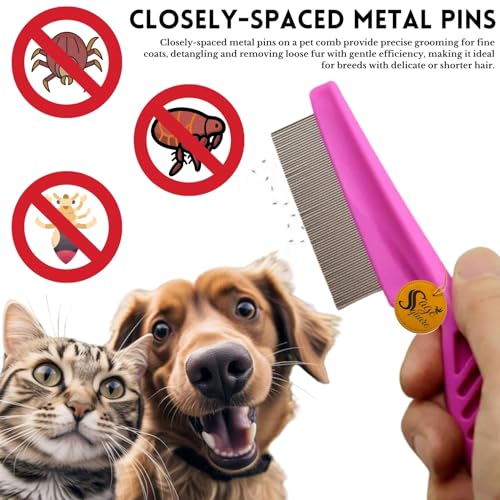 Image of Sage Square Pet Comb Thin Pin - Professional Grooming Tool for Dogs and Cats, Detangle, Smooth and Beautify Your Pet's Fur, Versatile, Ergonomic handle comfort, Effective knot removal