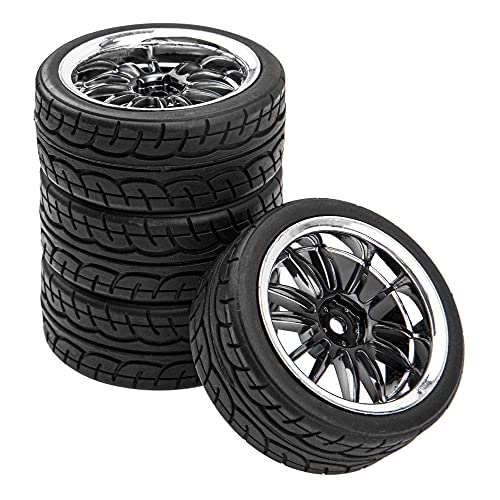 HIRCQOO 12-Spoke 12mm Hex Hub Wheel Rims & Rubber Tires Compatible with HSP Tamiya HPI Kyosho...