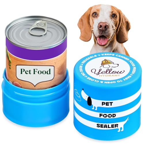 Yellow Hydrant The Original Canned Dog Food Storage Container Patent Pending Reusable Airtight Can Cover Pet Food Sealer - Keeps Dog Food Can Fresh in the Fridge, Eliminates Odor, Easy to Use