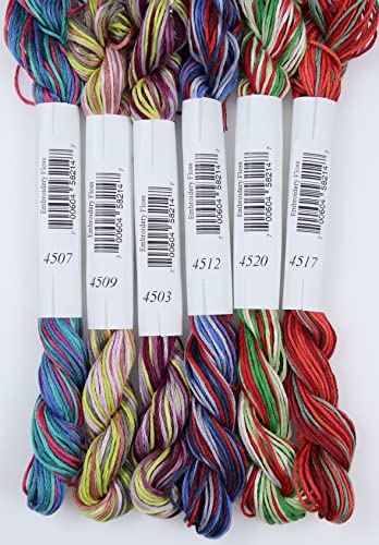 Image of KCS Big skeins of 25 Meters Size 25 Color Variegated Cross Stitch Stranded Threads,6 skeins,06