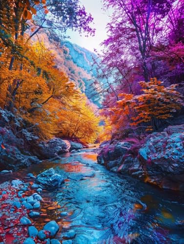 Pintar por números adultos para reducir estrés con pintura acrílica bosque