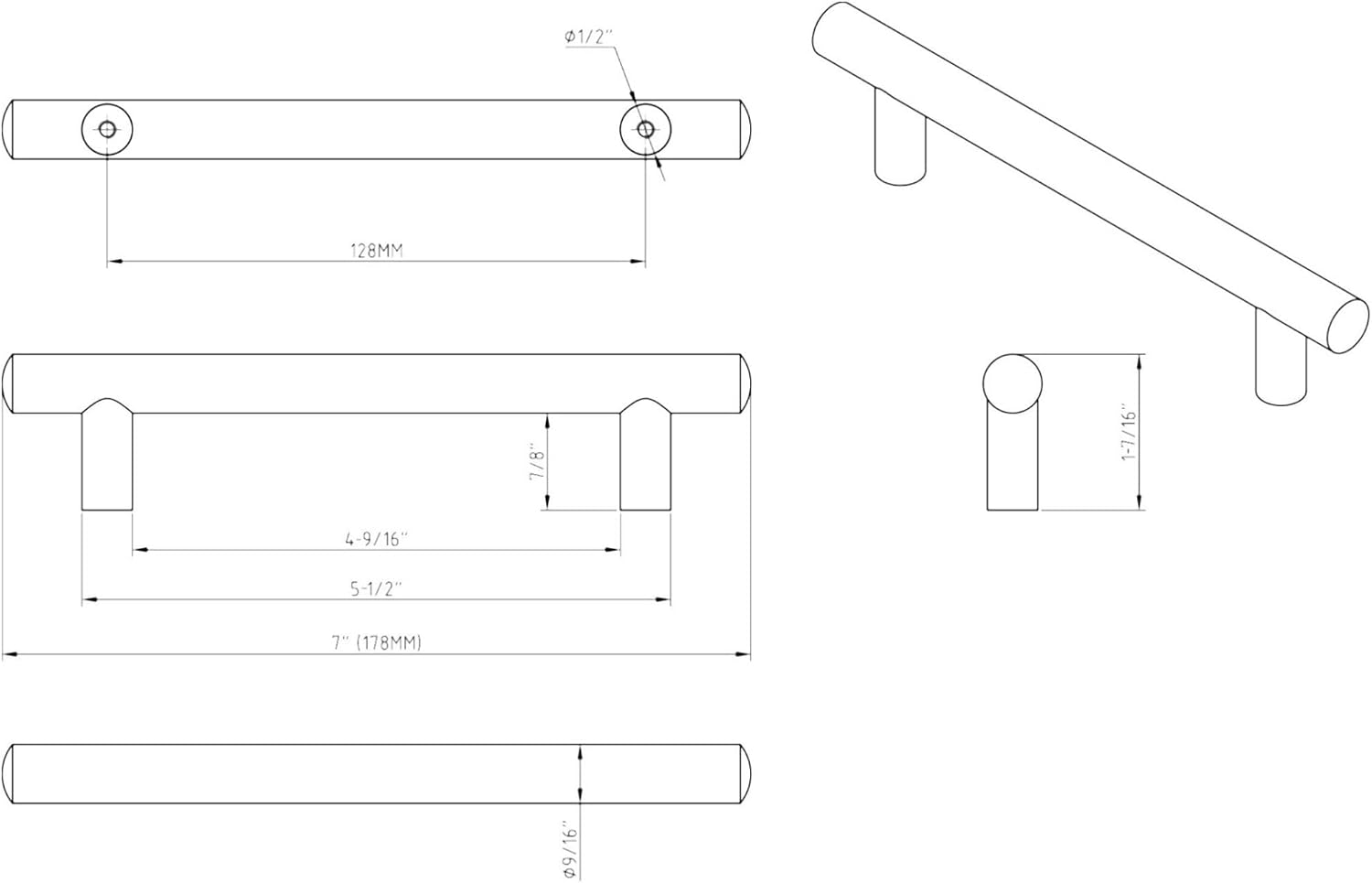 Jeffrey Alexander 178SN Pull Key West Collection, Satin Nickel