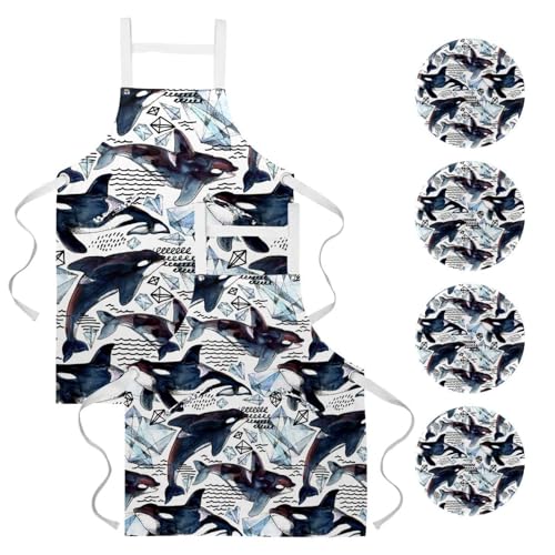 Tablier de cuisine pour travail et service One Size avec 4 broches incluses