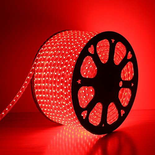 Image of DOJI 2835 SMD LED Strip Rope Light Waterproof Outdoor Flexible Light with Connector for Diwali, Christmas, Indoor and Outdoor Decoration. (5 Meter, Red)