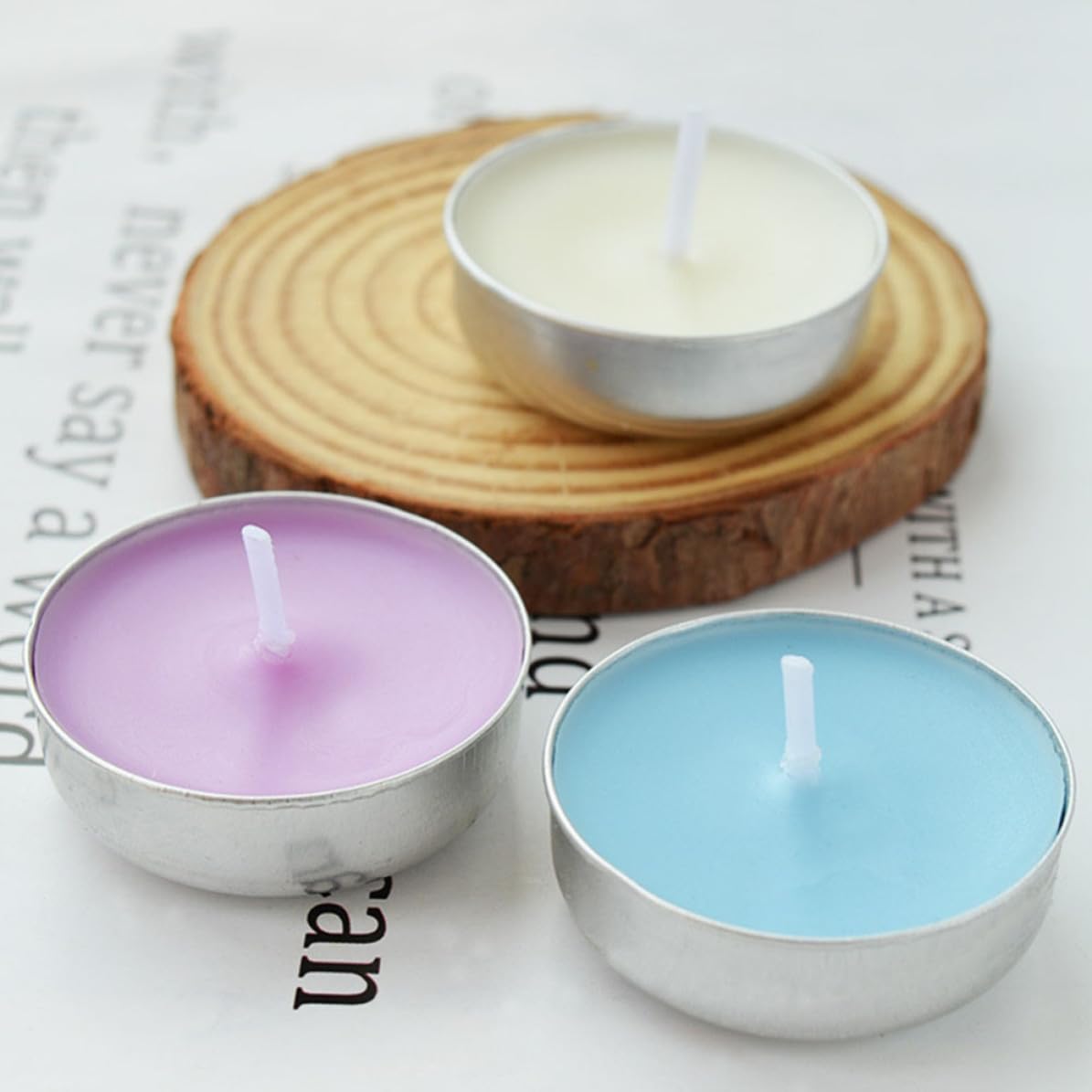40 Piezas Vela Aromática Redonda sin Humo Cera Aluminio