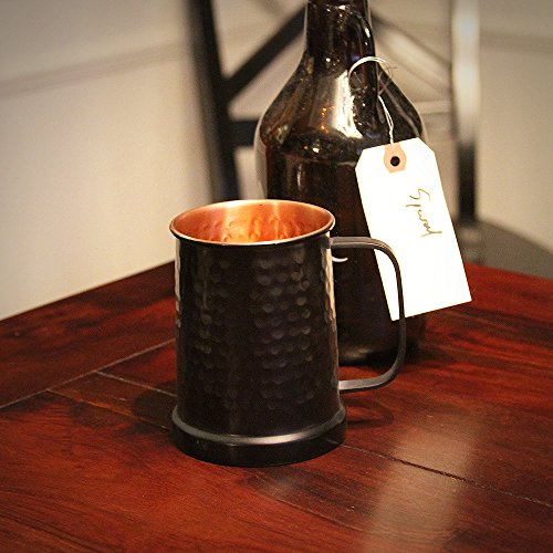 German Style Black Hammered Copper Beer Stein - 100% Pure Heavy Gauge Copper Beer Mug