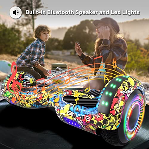 Image of SIMATE Hoverboard, Bluetooth All Terrain Hover Boards with LED Lights and APP Control, Gifts for Kids Adults Girls Boys, for All Ages